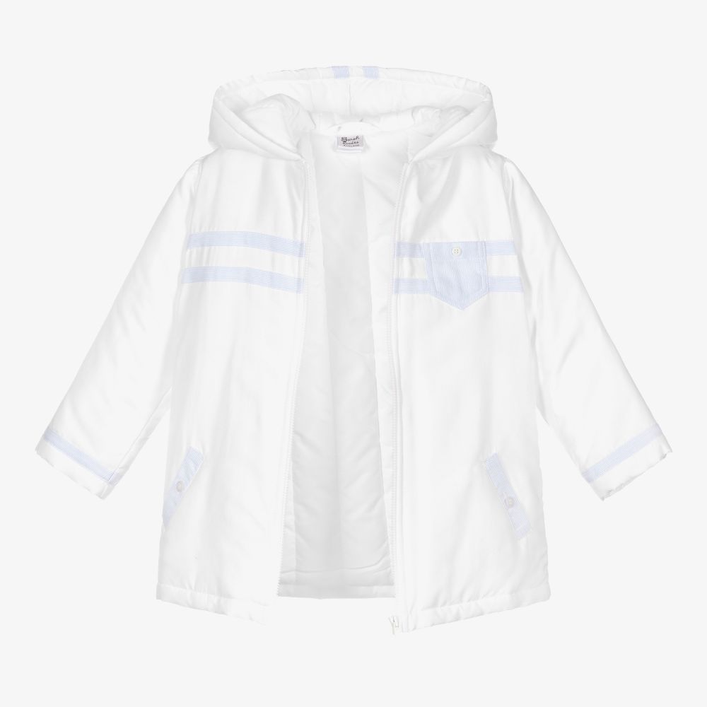 Sarah Louise-Boys White Hooded Coat | Childrensalon Outlet