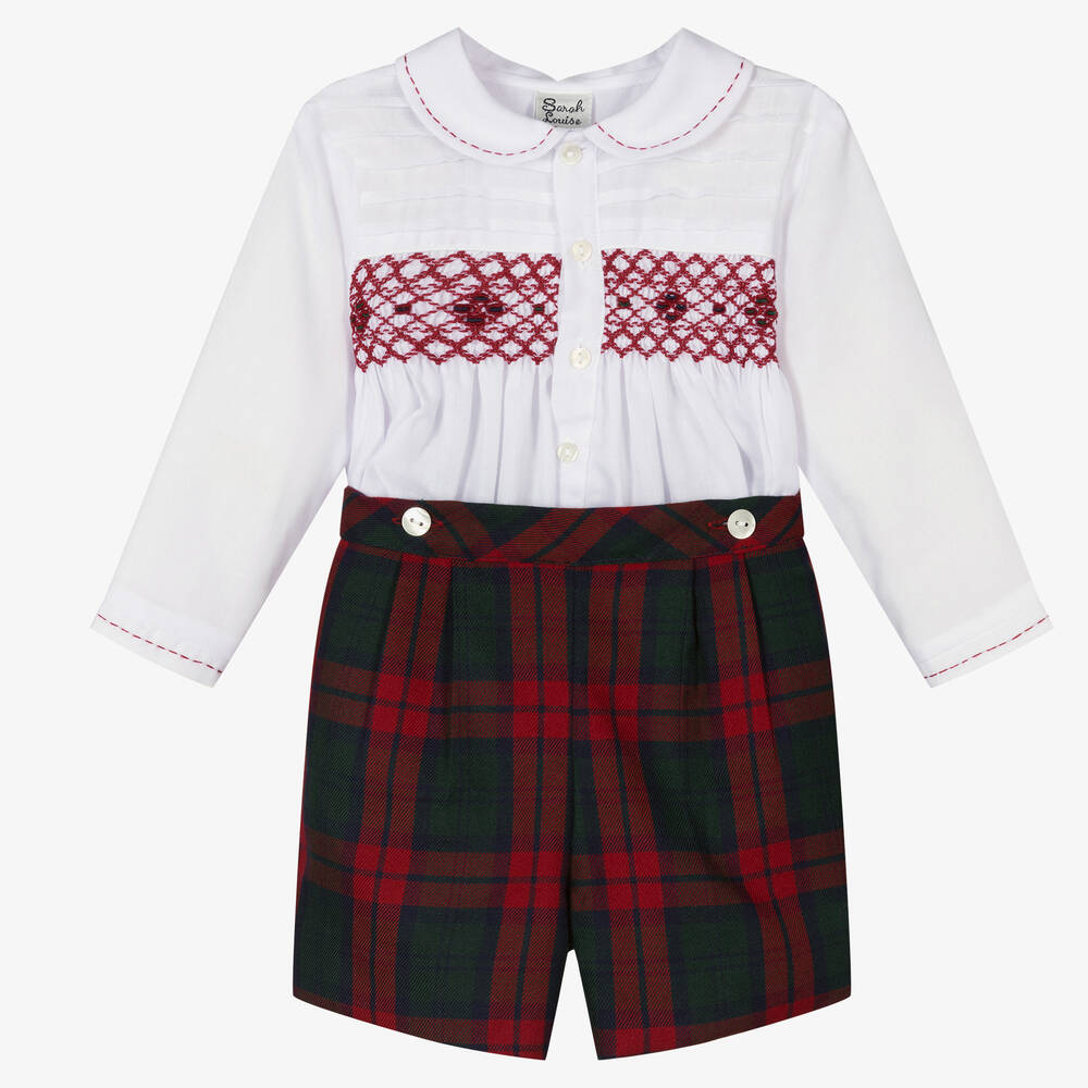 Sarah Louise - Ensemble short blanc et rouge | Childrensalon