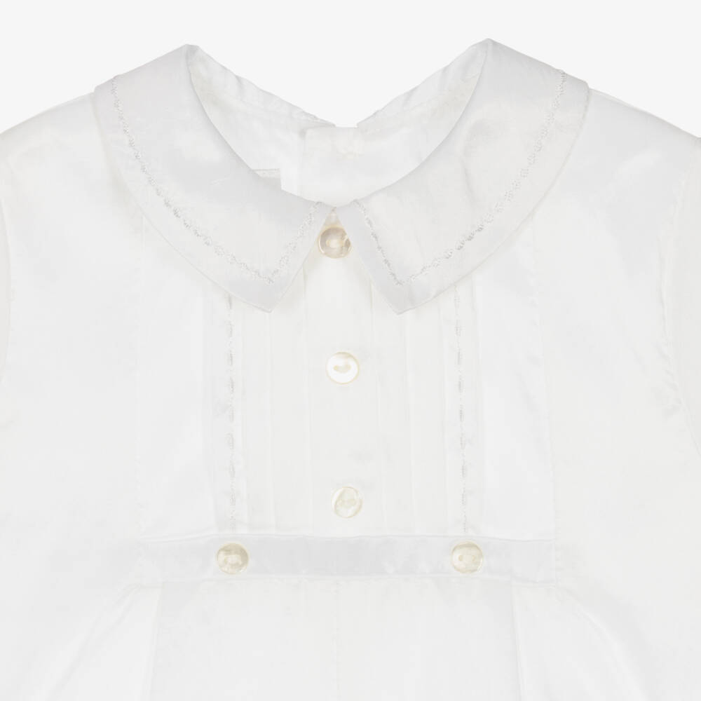 Sarah Louise-Boys White Satin Shortie & Hat Set | Childrensalon Outlet