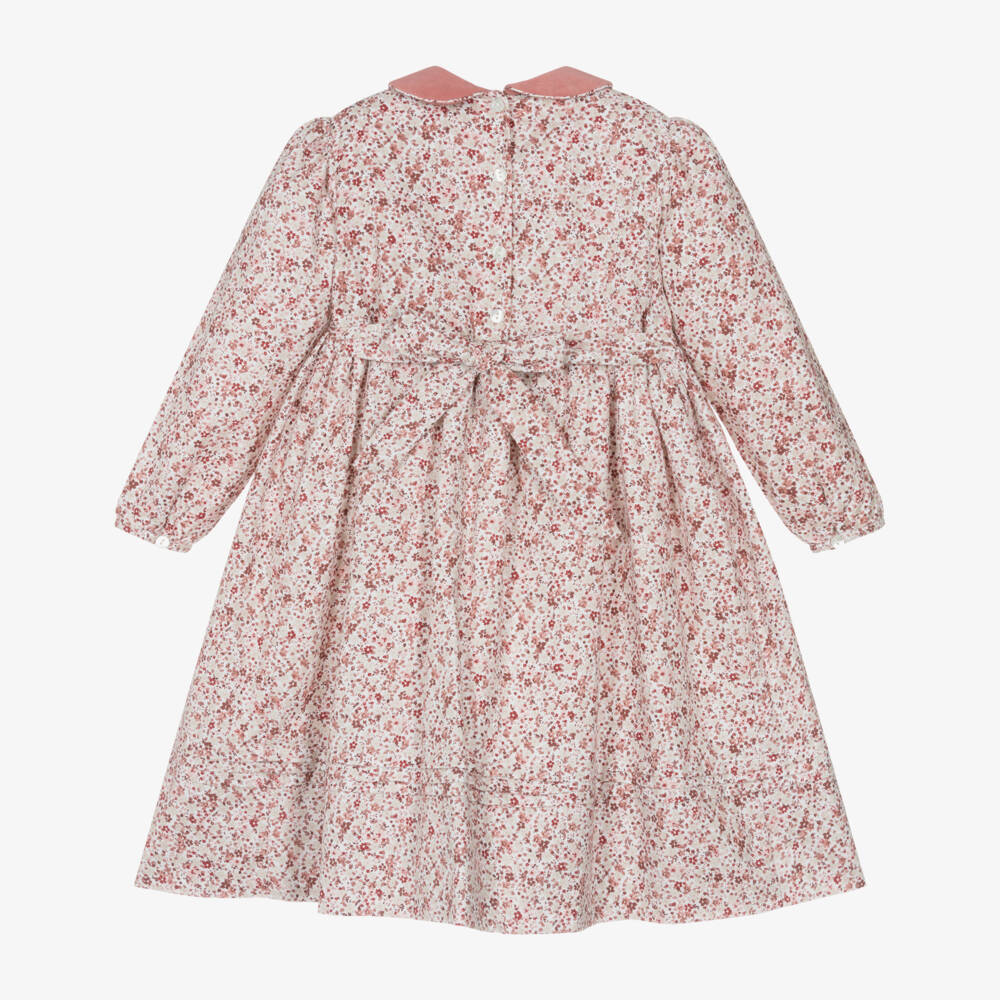 Sarah Louise-Exclusive Pink Aop Dress With Dusky Velvet Collar | Childrensalon Outlet