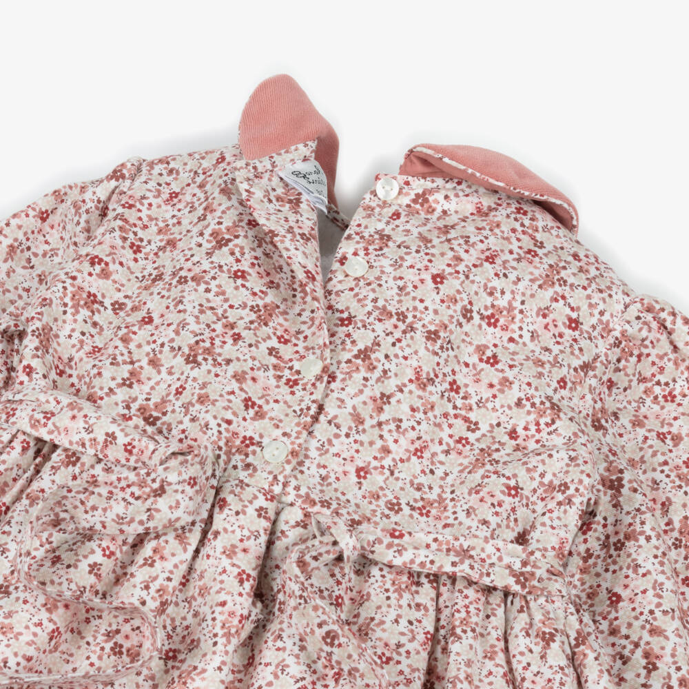 Sarah Louise-Exclusive Pink Aop Dress With Dusky Velvet Collar | Childrensalon Outlet