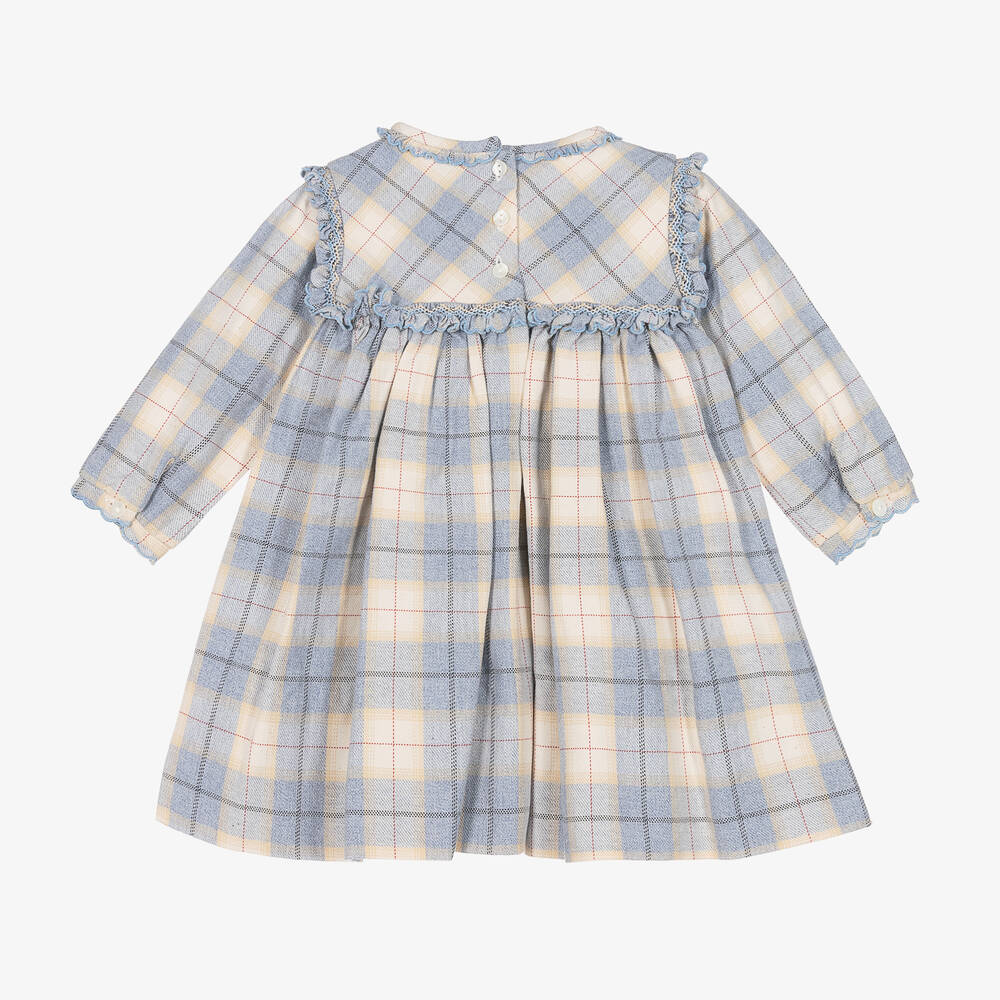 Sarah Louise-Girls Blue & Beige Checked Dress | Childrensalon Outlet