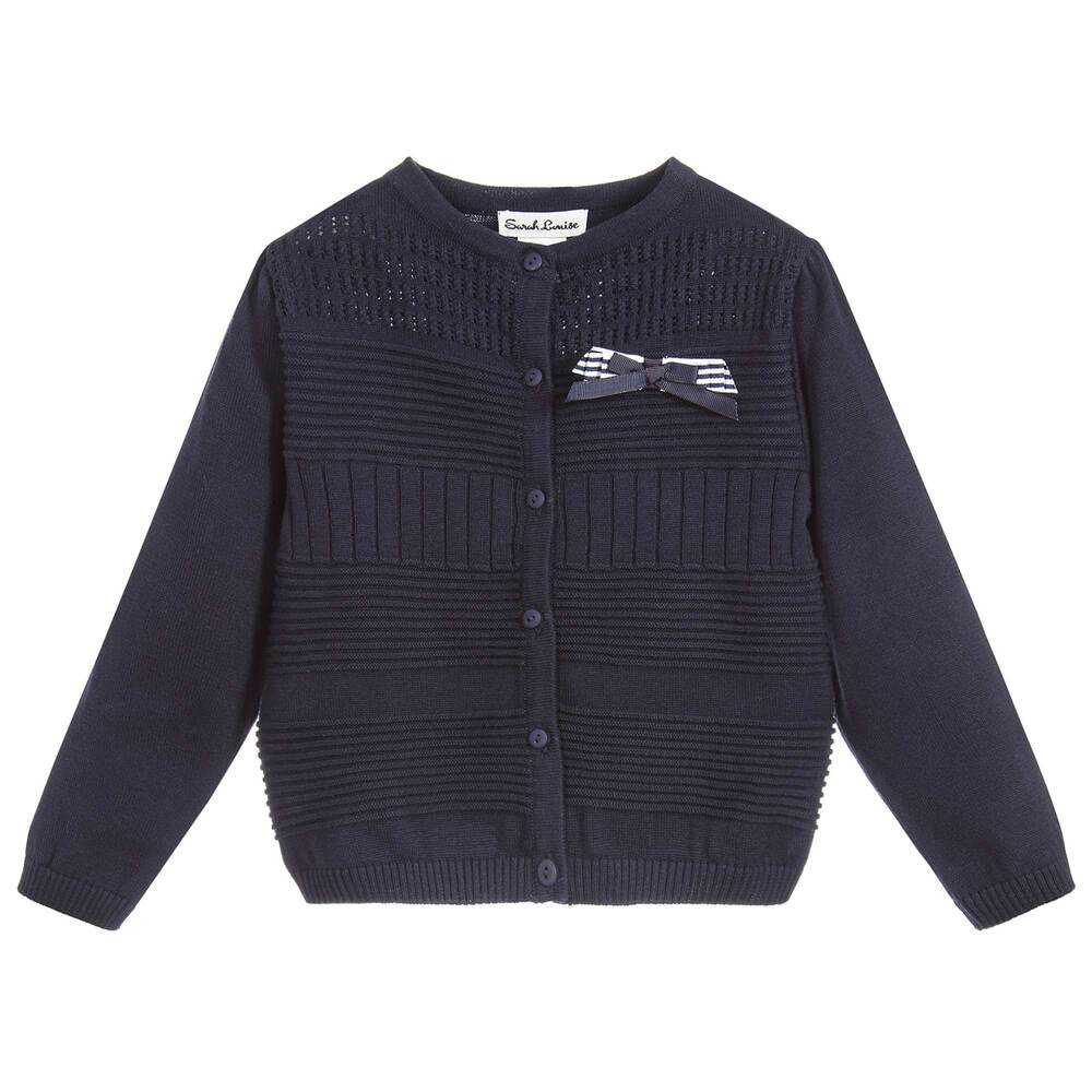 Sarah Louise - Girls Blue Cotton Cardigan | Childrensalon