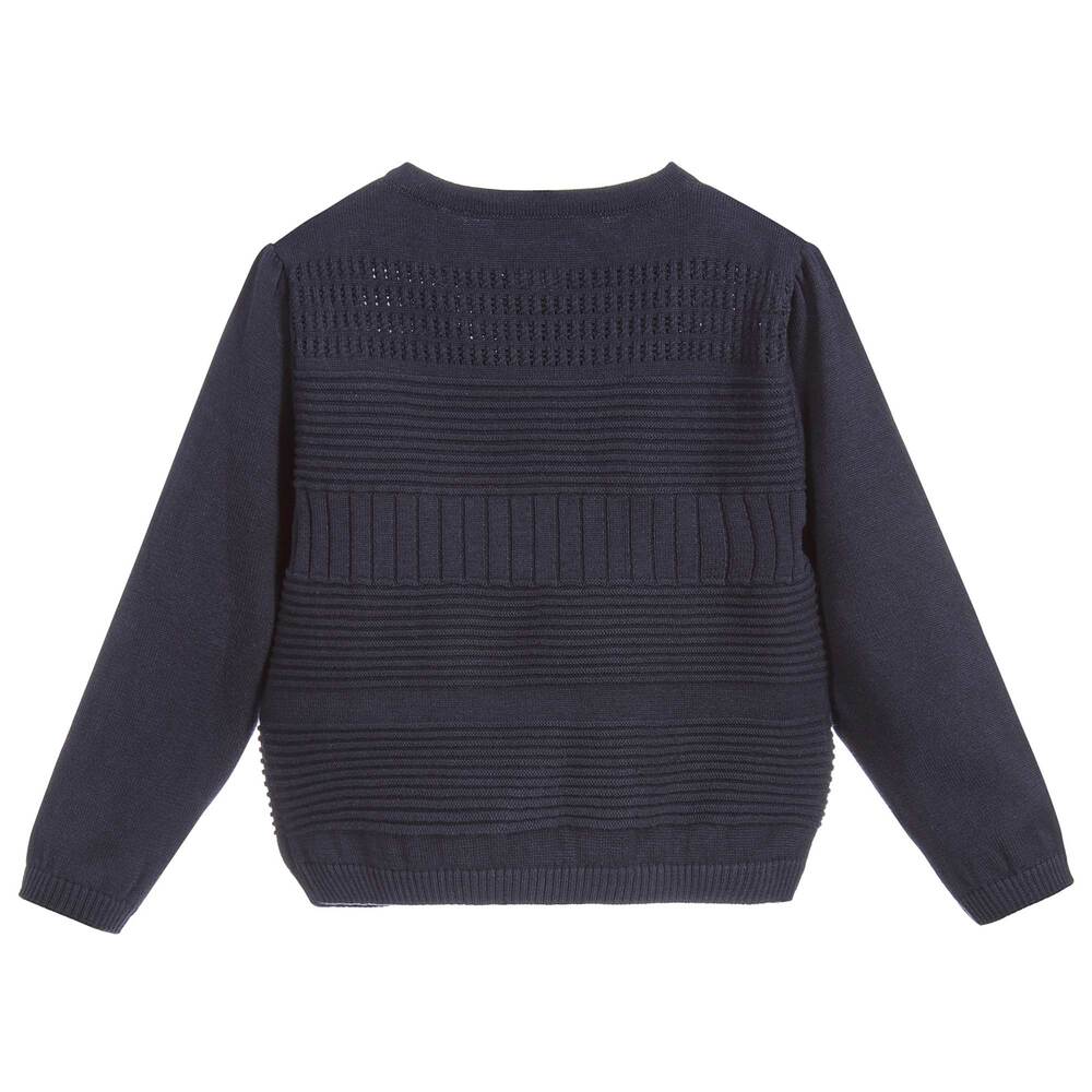 Sarah Louise-Girls Blue Cotton Cardigan | Childrensalon Outlet