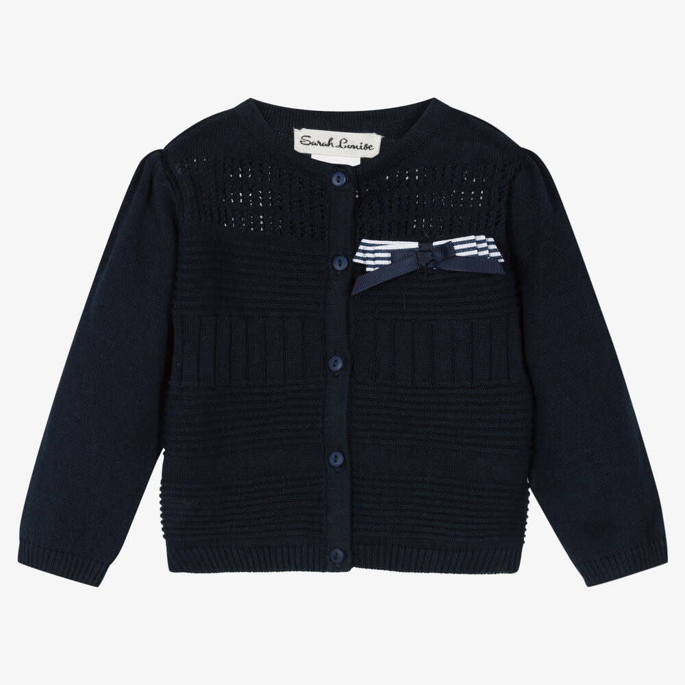 Sarah Louise - Girls Blue Cotton Cardigan | Childrensalon