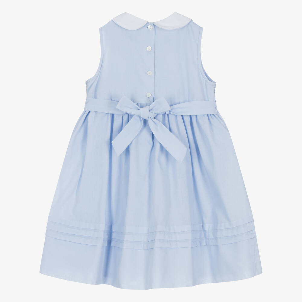 Sarah Louise-Girls Blue Cotton Hand-Smocked Dress | Childrensalon Outlet
