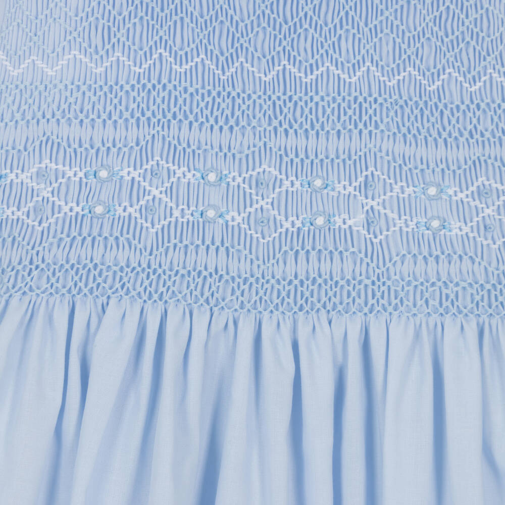 Sarah Louise-Girls Blue Cotton Hand-Smocked Dress | Childrensalon Outlet