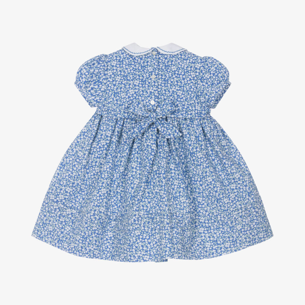 Sarah Louise-Girls Blue Cotton Hand-Smocked Dress | Childrensalon Outlet