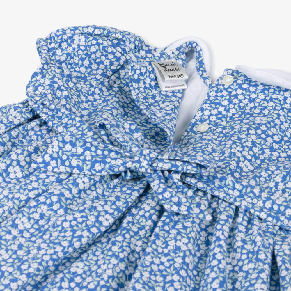 Sarah Louise-Girls Blue Cotton Hand-Smocked Dress | Childrensalon Outlet
