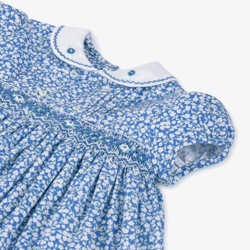 Sarah Louise-Girls Blue Cotton Hand-Smocked Dress | Childrensalon Outlet