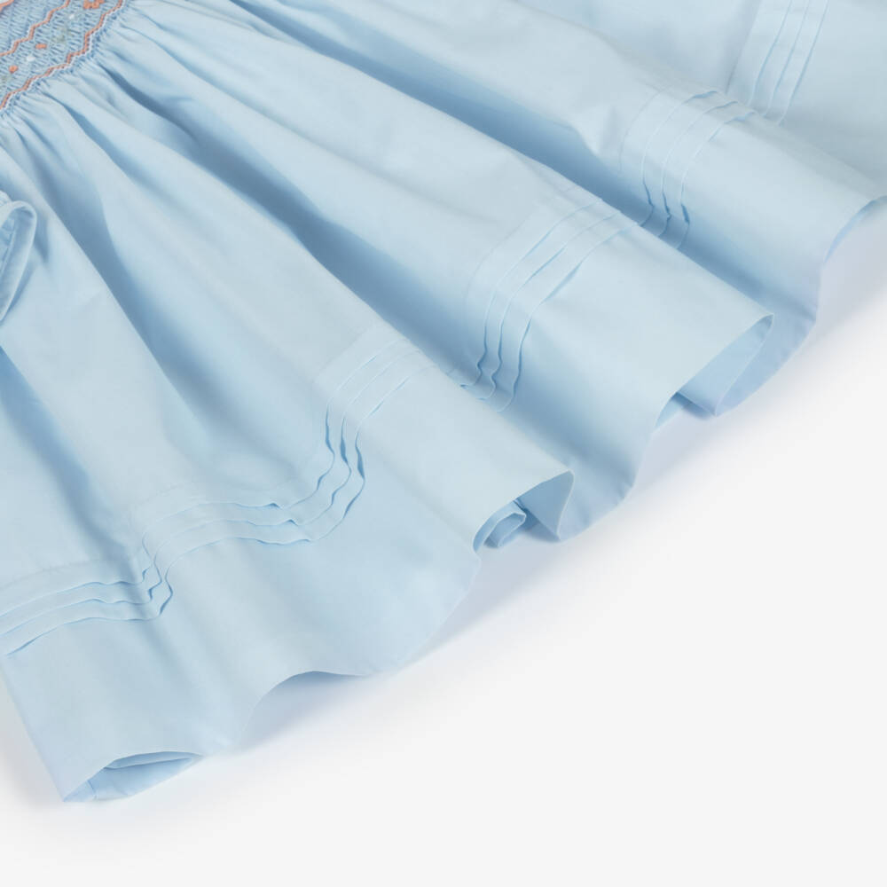 Sarah Louise-Girls Blue Cotton Hand-Smocked Dress | Childrensalon Outlet