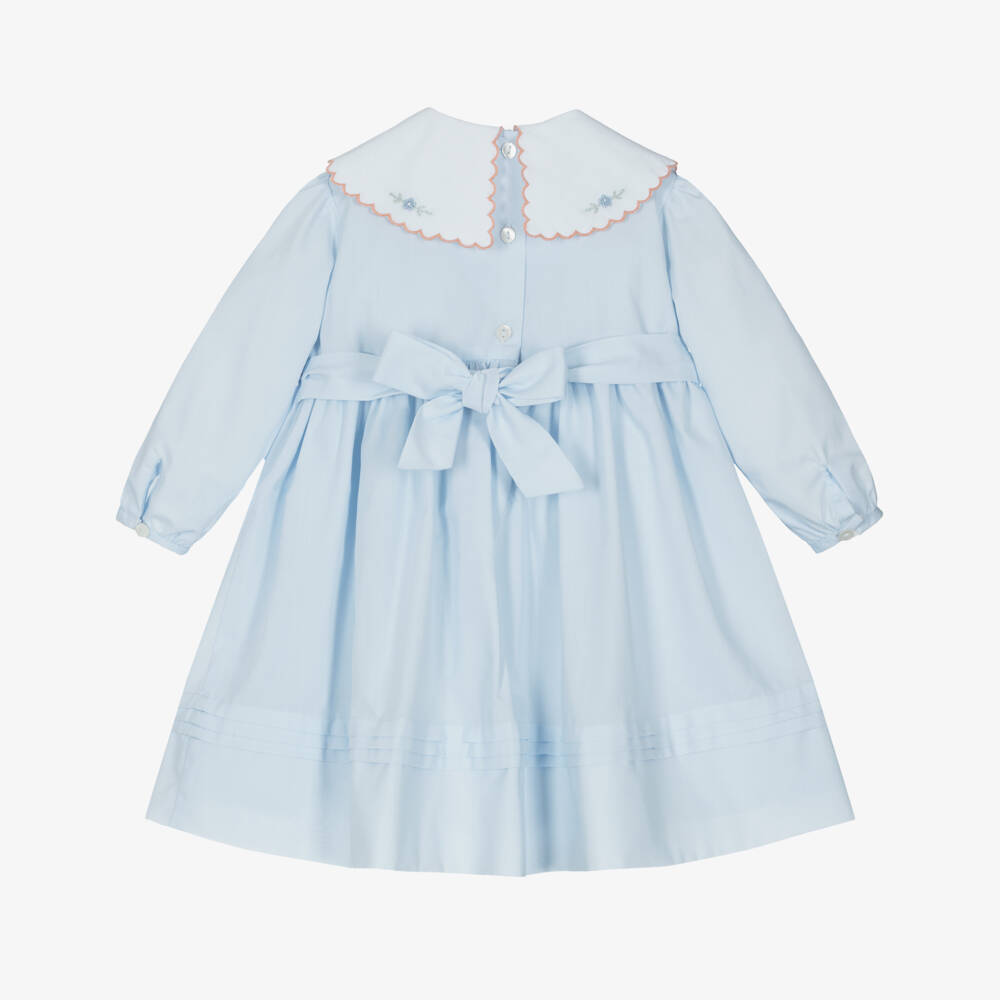 Sarah Louise-Girls Blue Cotton Hand-Smocked Dress | Childrensalon Outlet