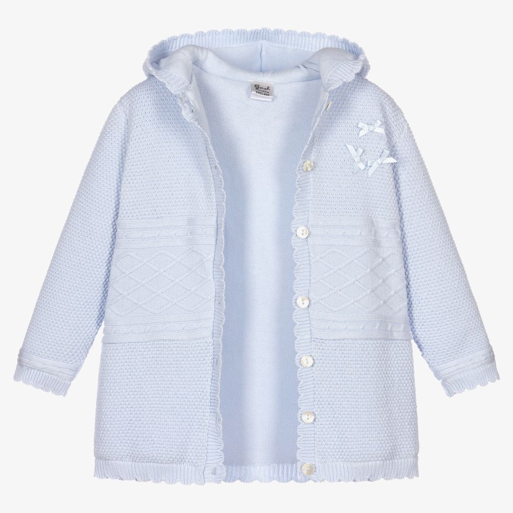 Sarah Louise-Girls Blue Cotton Knit Jacket | Childrensalon Outlet
