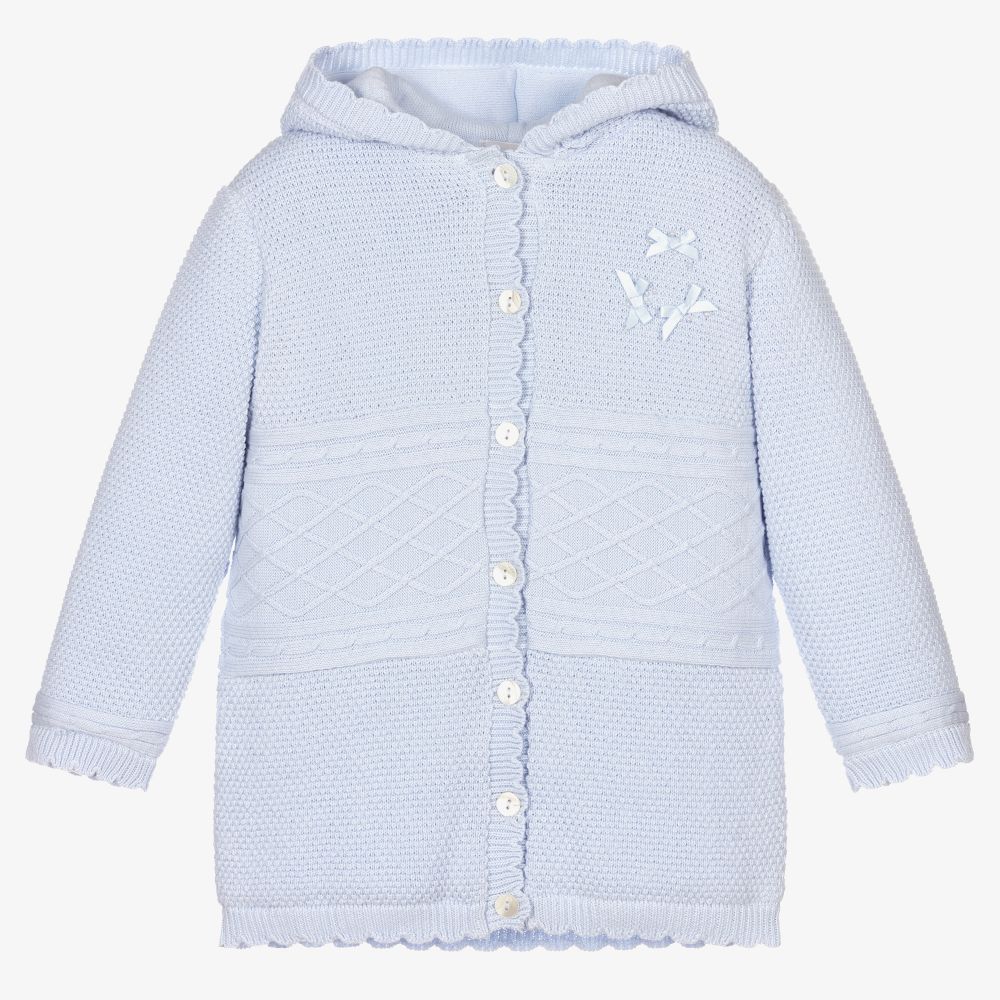 Sarah Louise - Girls Blue Cotton Knit Jacket | Childrensalon