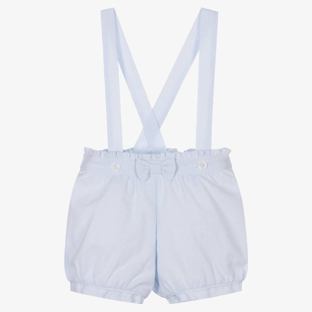 Sarah Louise - Girls Blue Cotton Striped Shorts | Childrensalon