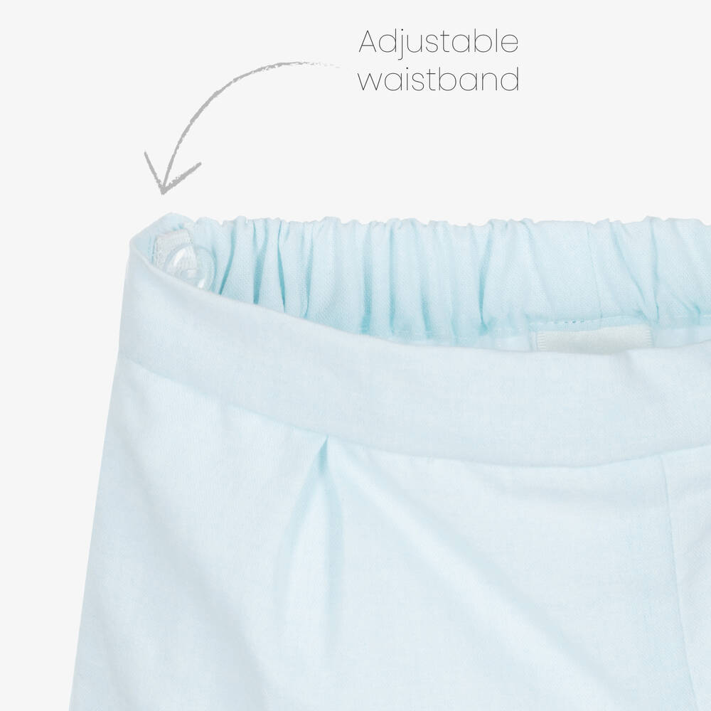 Sarah Louise-Girls Blue Ditsy Floral Cotton Shorts Set | Childrensalon Outlet