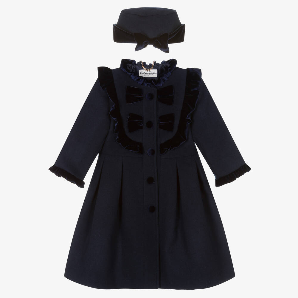 Sarah Louise-Girls Blue Felted Coat & Hat Set | Childrensalon Outlet