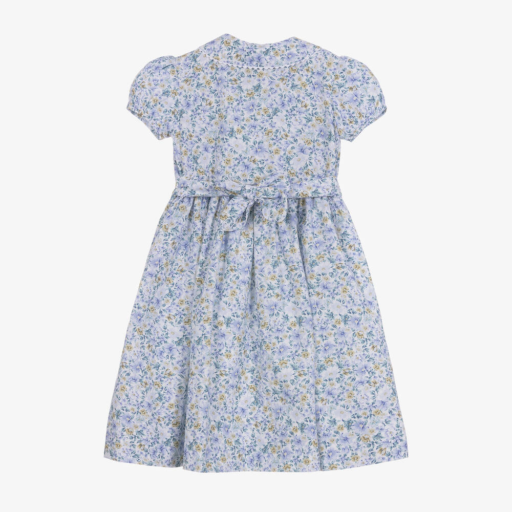 Sarah Louise-Голубое хлопковое платье в цветочек | Childrensalon Outlet