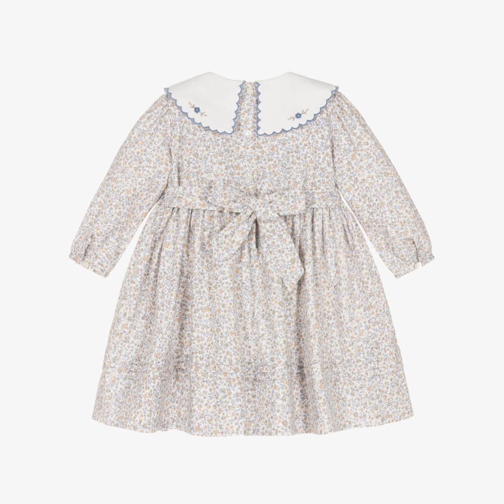 Sarah Louise-Платье с цветочным узором для девочек бежевое | Childrensalon Outlet