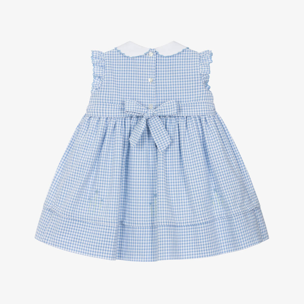 Sarah Louise-Girls Blue Gingham Smocked Dress | Childrensalon Outlet