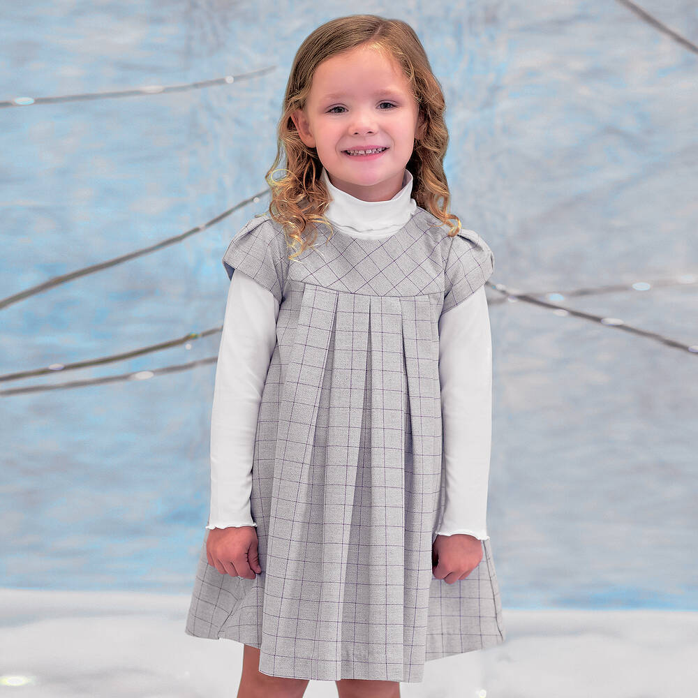Sarah Louise-Girls Blue Pinafore Dress Set  | Childrensalon Outlet