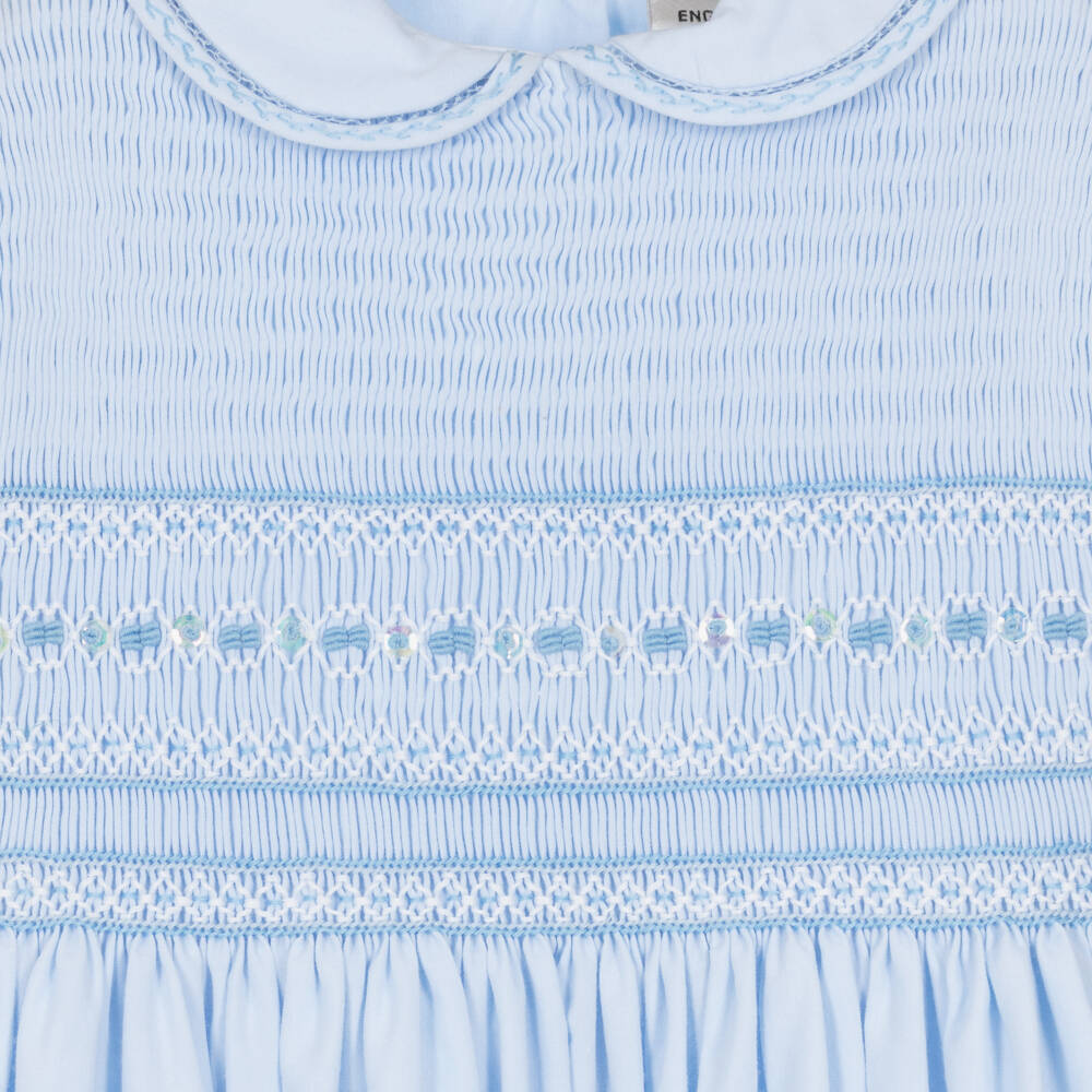 Sarah Louise-Girls Blue Smocked Dress | Childrensalon Outlet