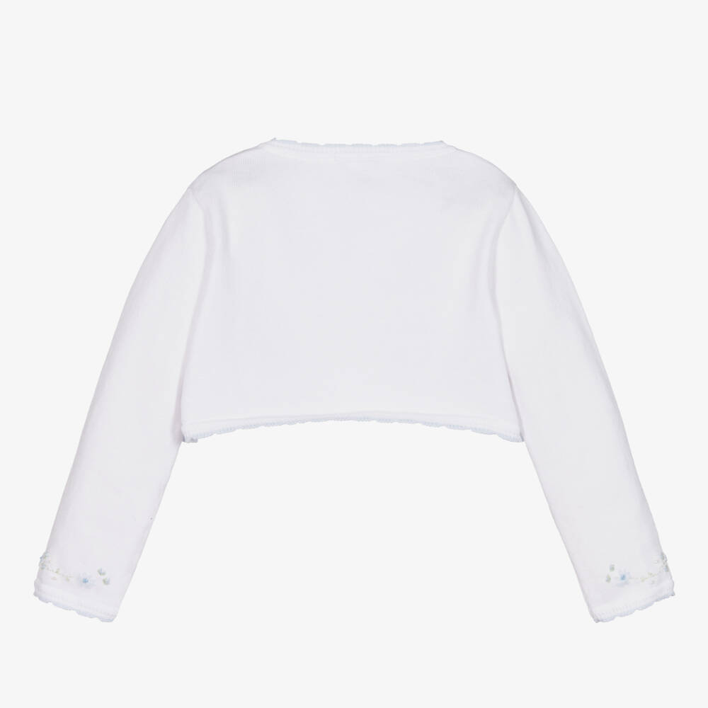 Sarah Louise-Girls Blue-Trimmed Cotton Cardigan | Childrensalon Outlet