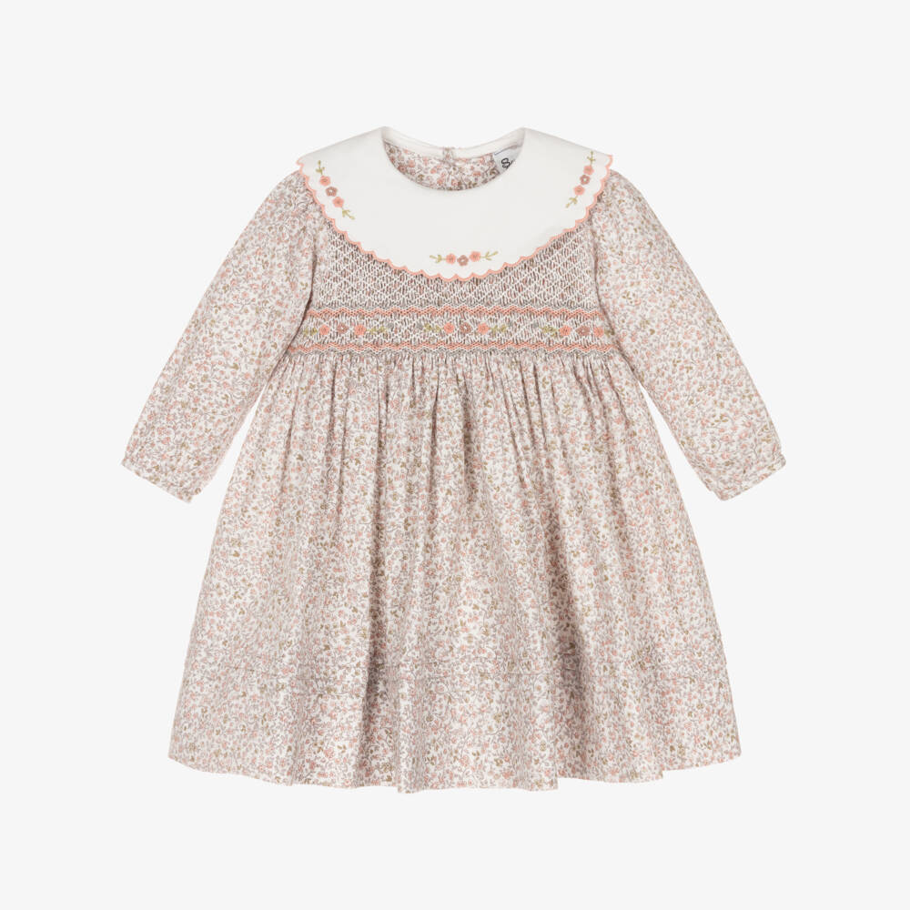 Sarah Louise-Girls Blush Floral Smocked Dress | Childrensalon Outlet