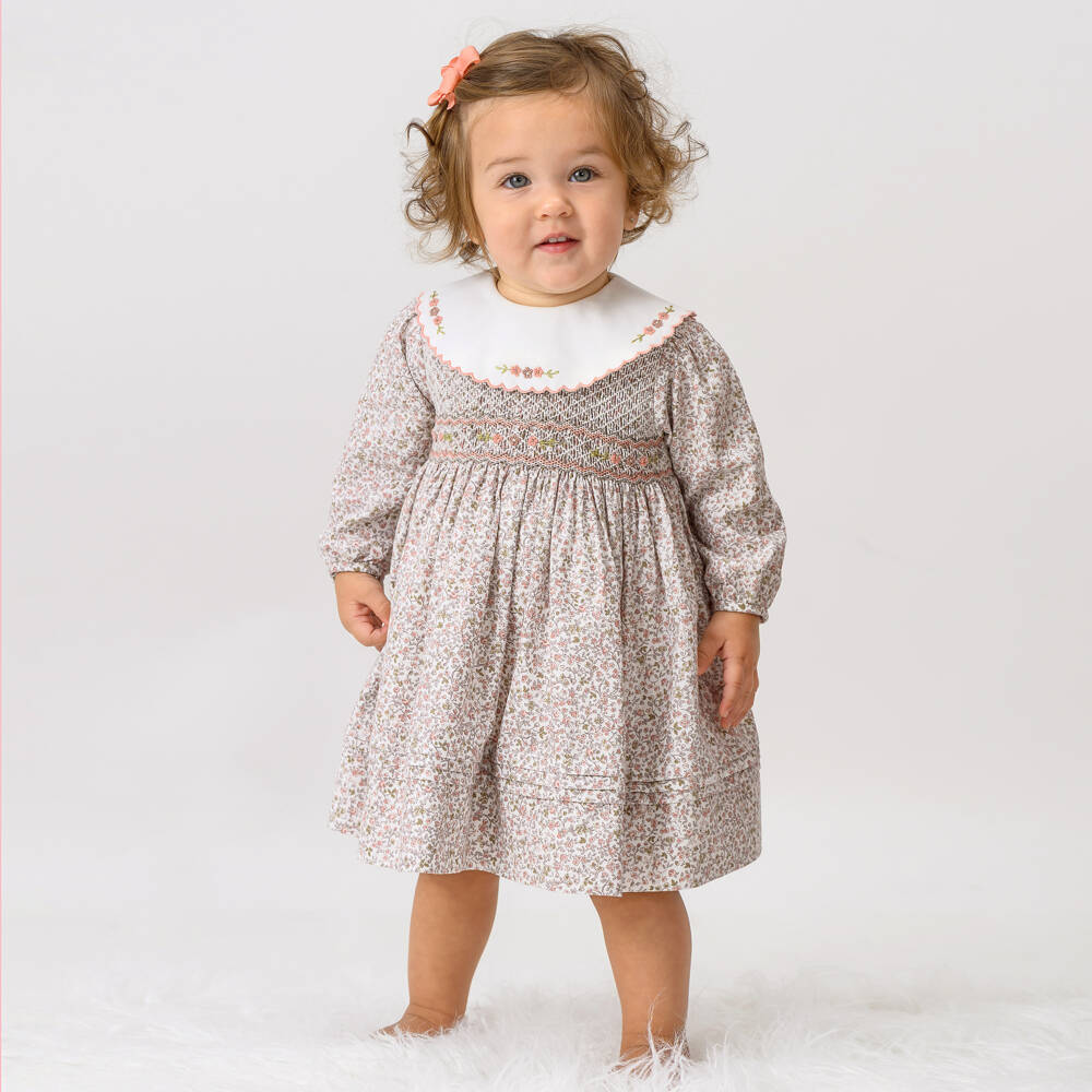Sarah Louise-Girls Blush Floral Smocked Dress | Childrensalon Outlet