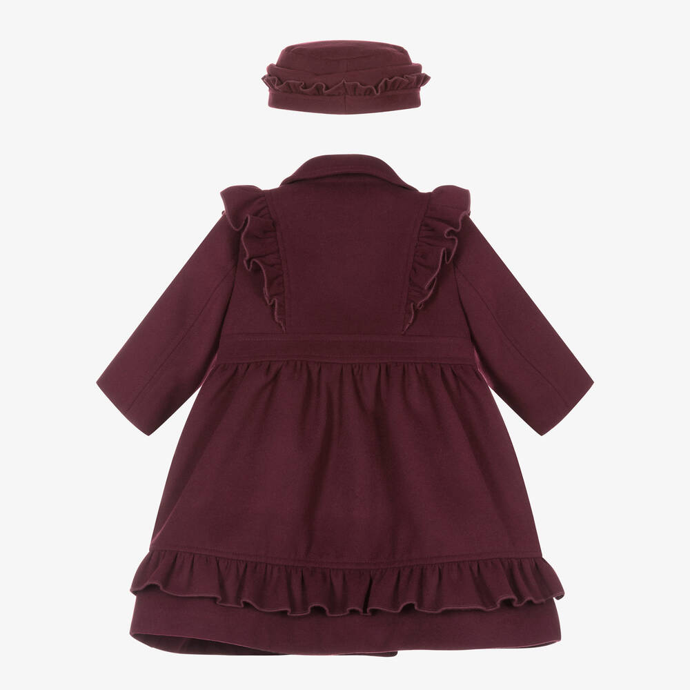 Sarah Louise-Girls Burgundy Red Coat & Hat Set | Childrensalon Outlet