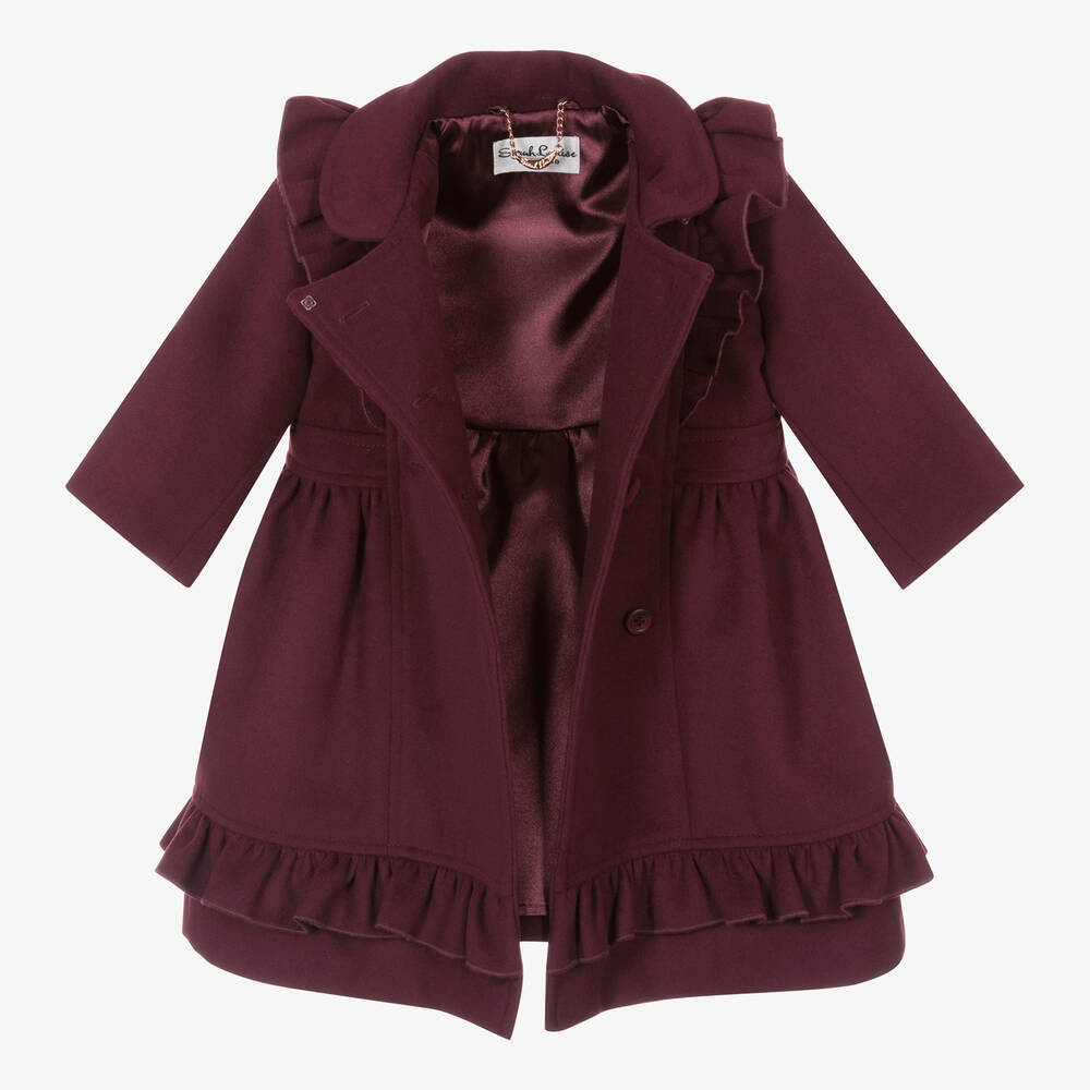Sarah Louise-Girls Burgundy Red Coat & Hat Set | Childrensalon Outlet