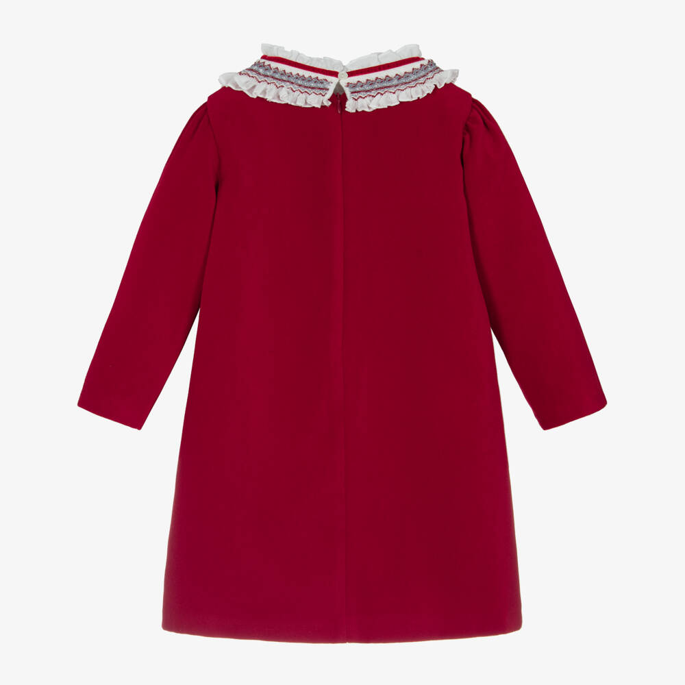 Sarah Louise-Girls Burgundy Velveteen Smocked Dress | Childrensalon Outlet