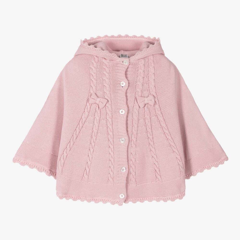 Sarah Louise-Girls Cosy Pink Knit Cape | Childrensalon Outlet