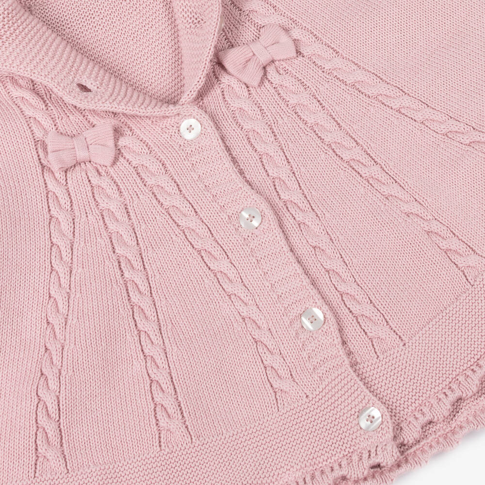 Sarah Louise-Розовый хлопковый вязаный кейп для девочек | Childrensalon Outlet