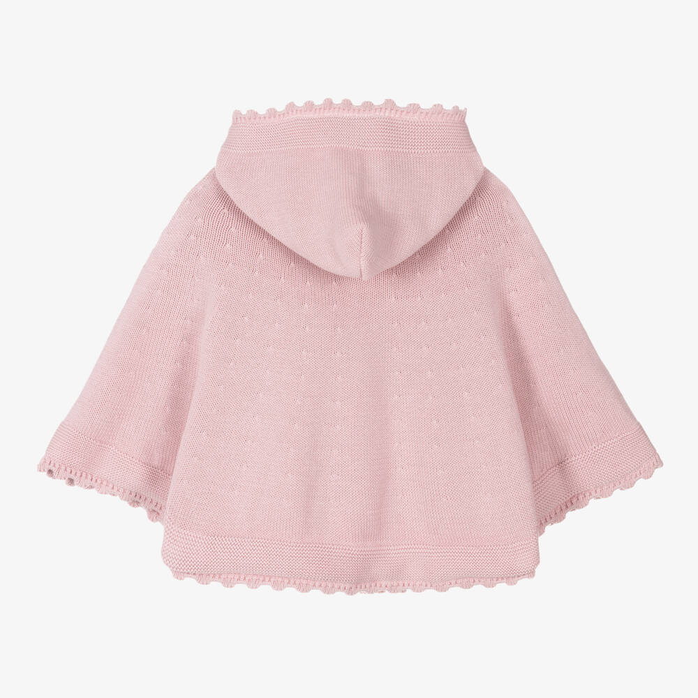 Sarah Louise-Розовый хлопковый вязаный кейп для девочек | Childrensalon Outlet