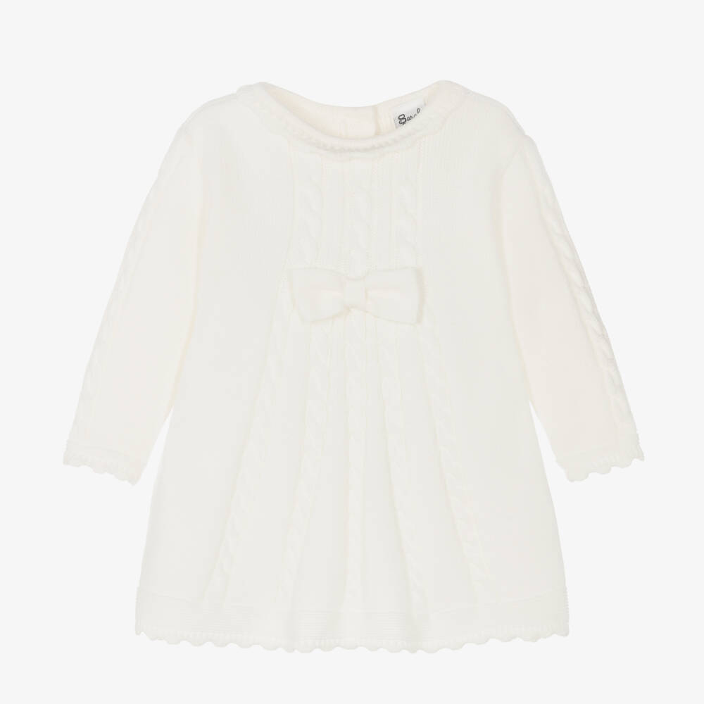 Sarah Louise-Girls Cream Cable Knit Dress | Childrensalon Outlet