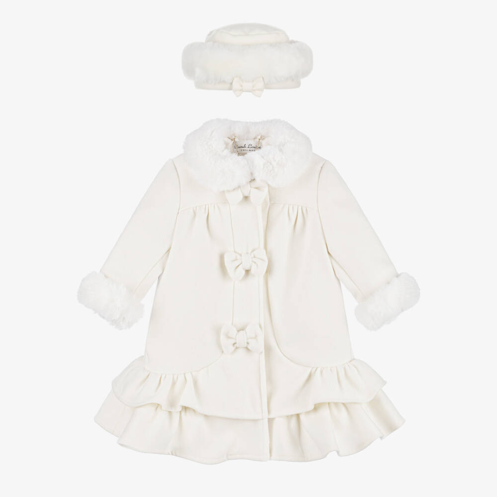 Sarah Louise-Girls Elegant Ivory Outerwear Ensemble | Childrensalon Outlet