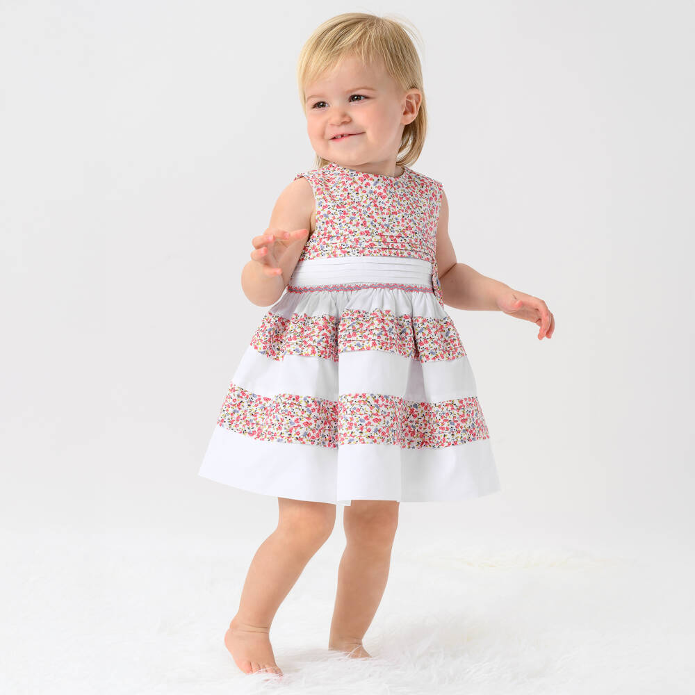 Sarah Louise-Элегантное красно-белое платье с цветами для девочек | Childrensalon Outlet