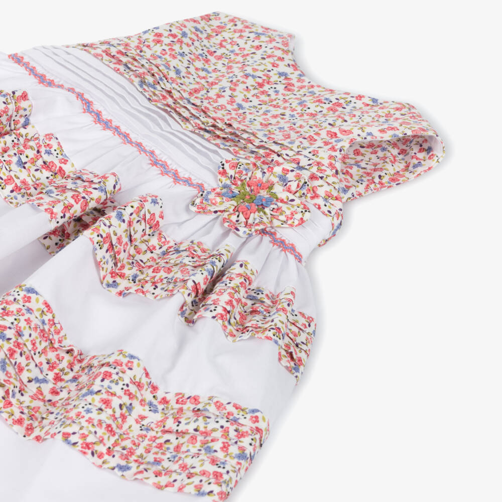 Sarah Louise-Элегантное красно-белое платье с цветами для девочек | Childrensalon Outlet