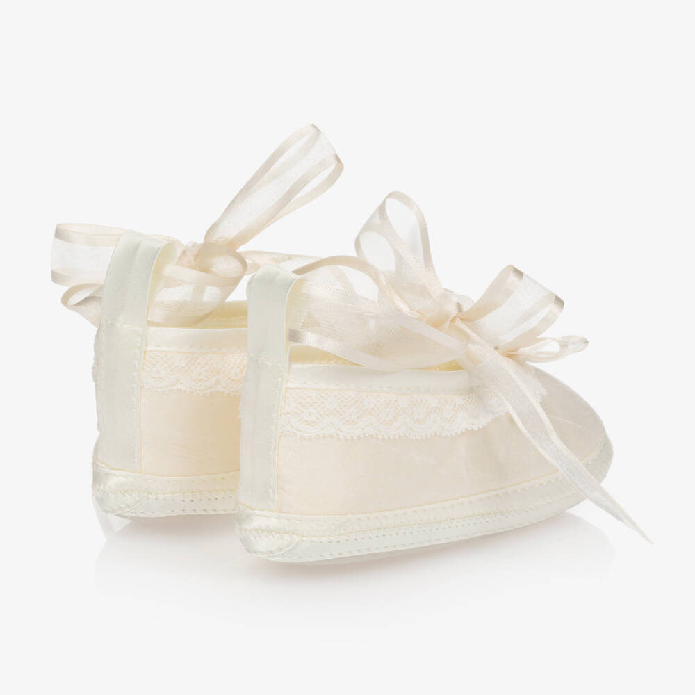 Sarah Louise-Girls Elegant Silk Ivory Booties | Childrensalon Outlet