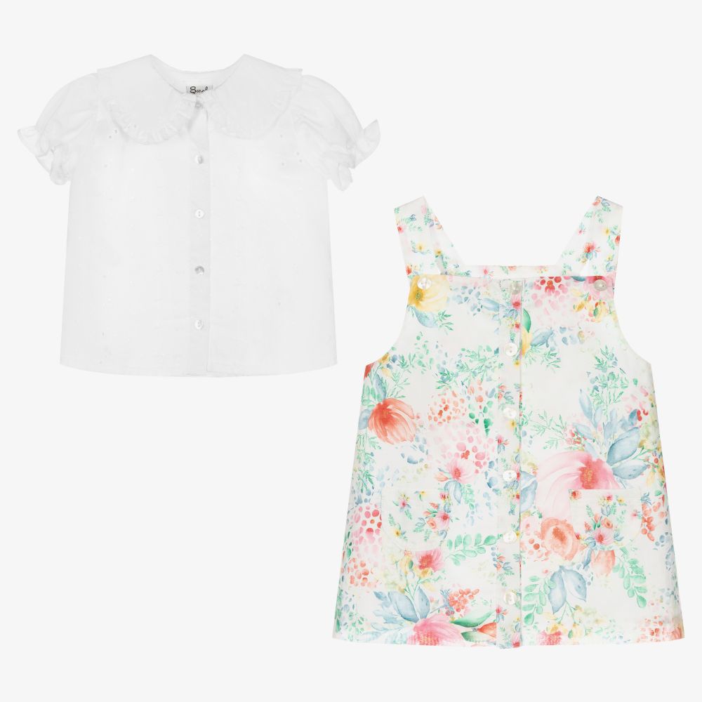 Sarah Louise-Girls Floral Cotton Dress Set | Childrensalon Outlet