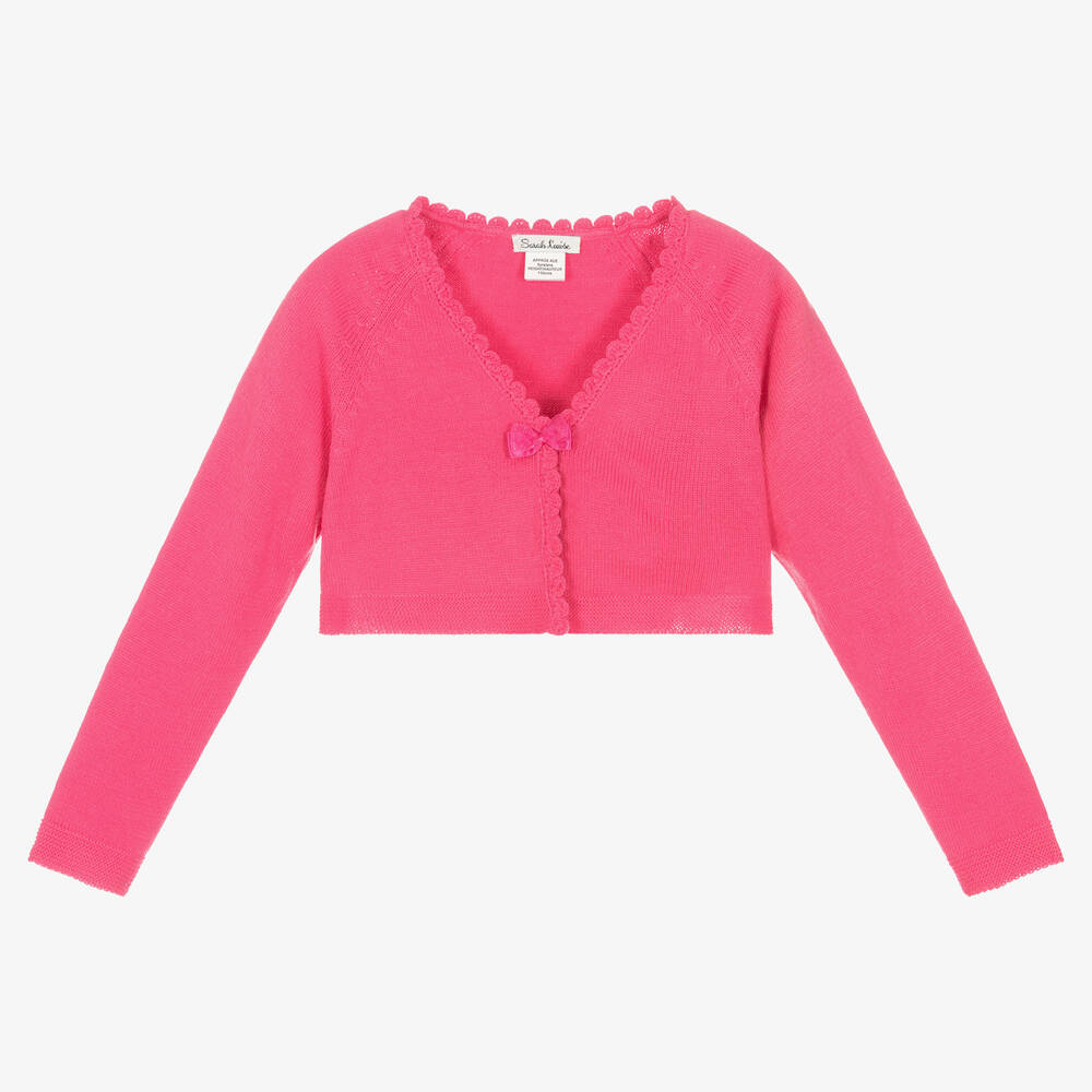 Sarah Louise - Girls Hot Pink Bolero Cardigan  | Childrensalon