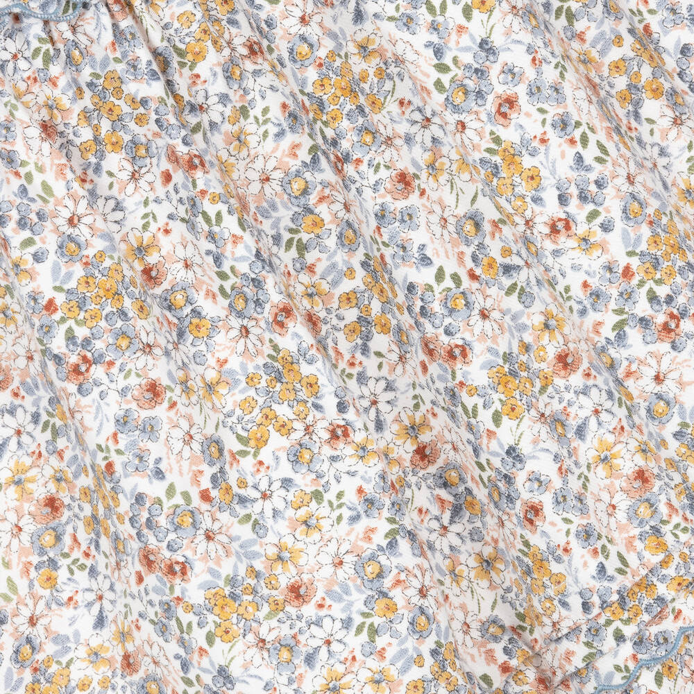 Sarah Louise-Girls Ivory & Blue Floral Cotton Dress | Childrensalon Outlet