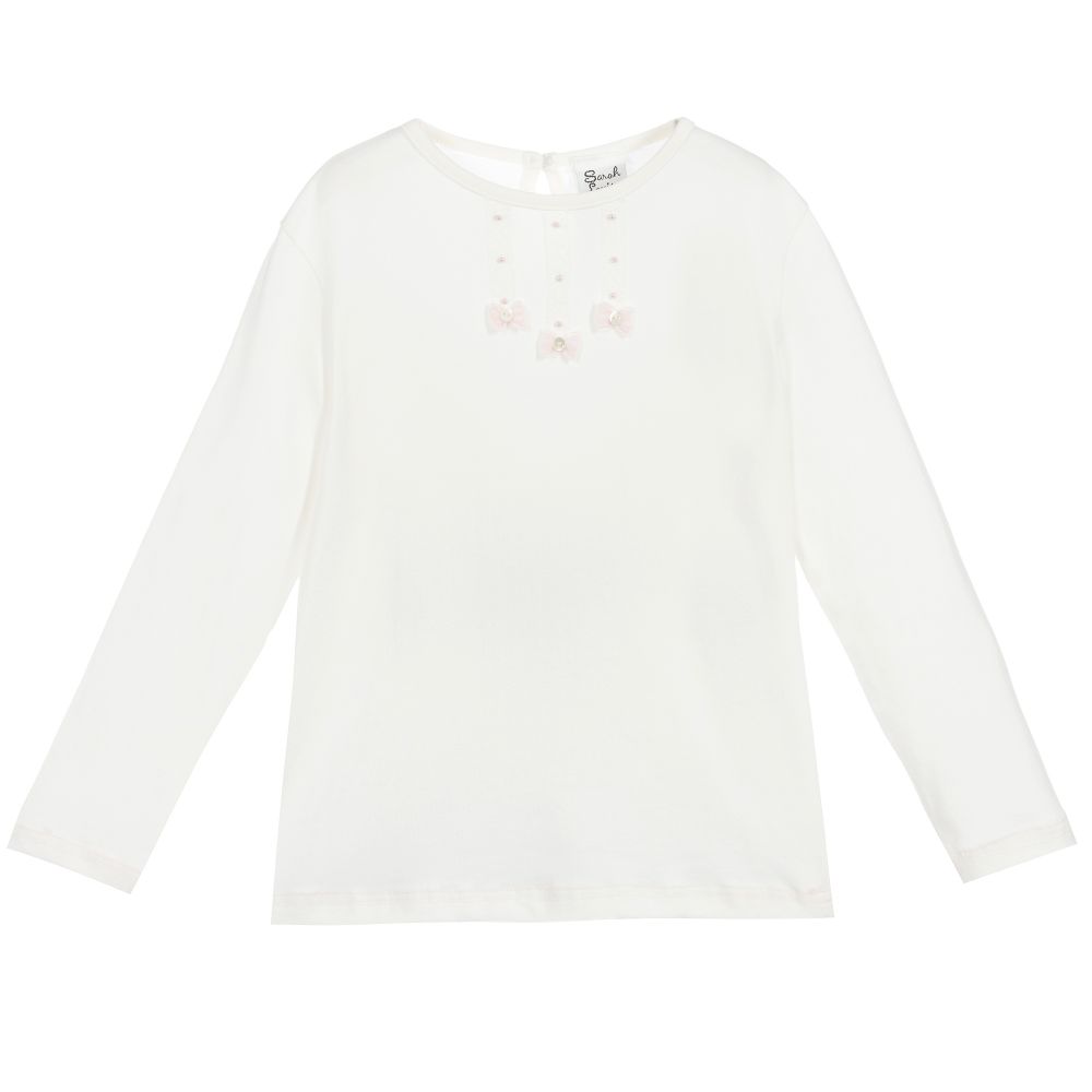 Sarah Louise-Girls Ivory Cotton Top | Childrensalon Outlet