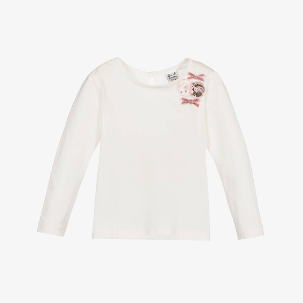 Sarah Louise-Girls Ivory Cotton Top | Childrensalon Outlet