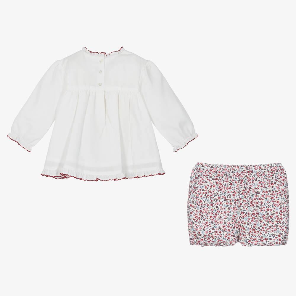 Sarah Louise-Girls Ivory Floral Shorts Set | Childrensalon Outlet