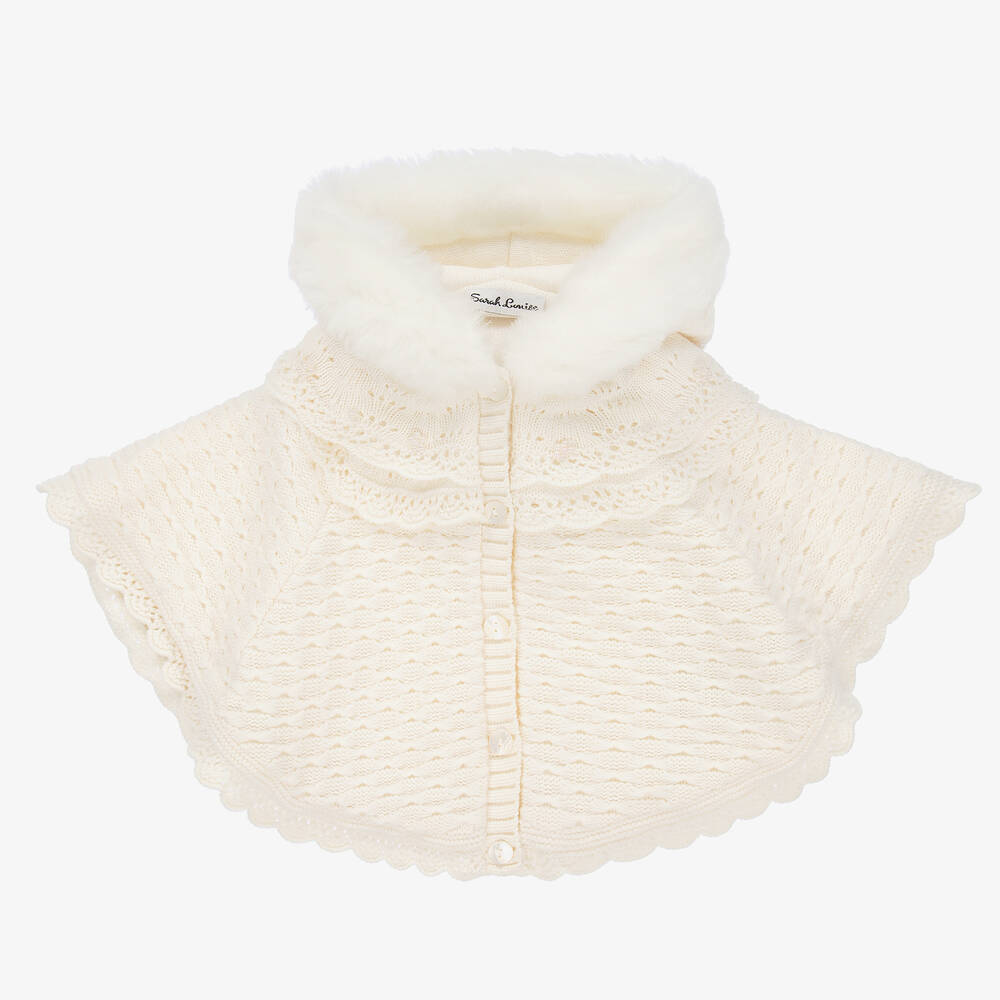 Sarah Louise - Girls Ivory Knitted Cape | Childrensalon