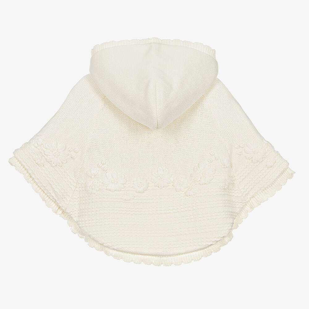 Sarah Louise-Girls Ivory Knitted Hooded Cape | Childrensalon Outlet