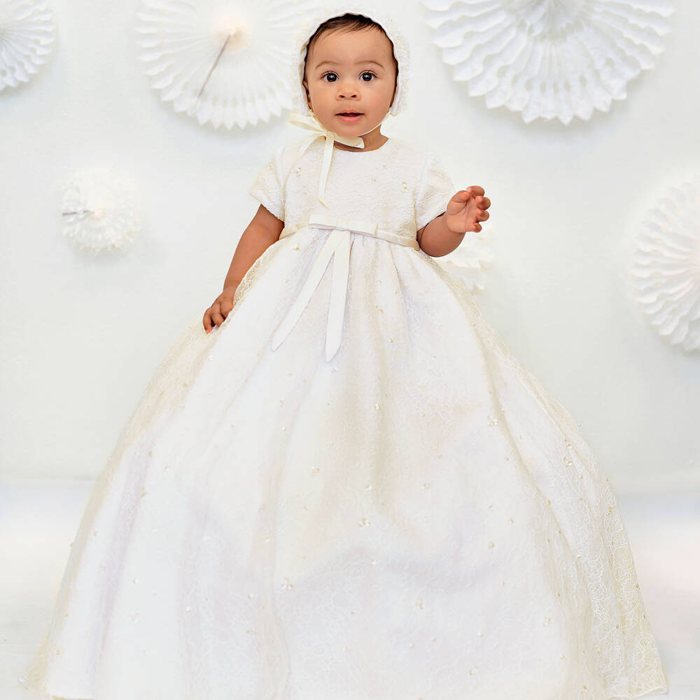Sarah Louise-Girls Ivory Lace Adorned Gown | Childrensalon Outlet