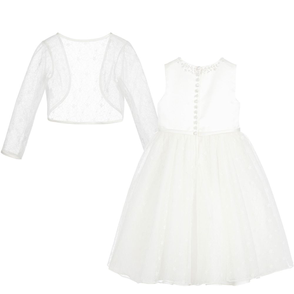 Sarah Louise-Girls Ivory Lace Dress & Bolero Set | Childrensalon Outlet